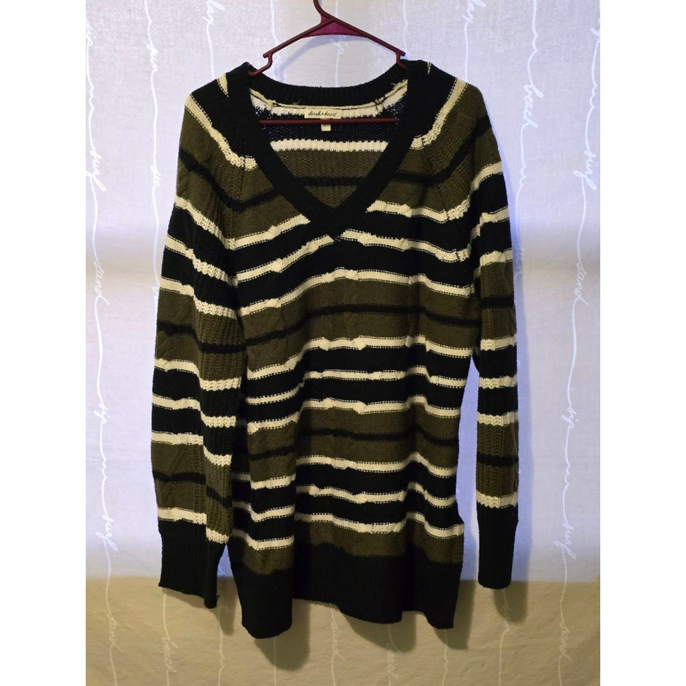 Women's Derek Heart Sweater,‎ 2X, Olive Green & Black